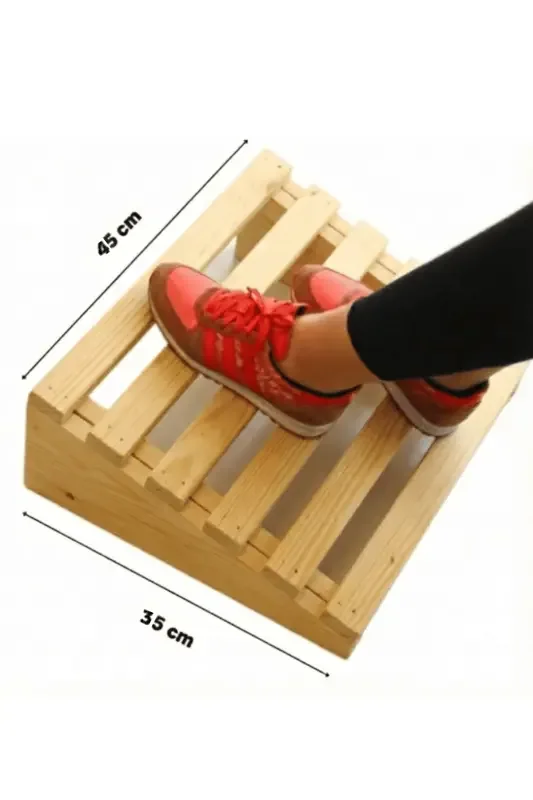 Ergonomik Masa Altı Ayak Desteği - Doğal Ahşap (35x45 cm)